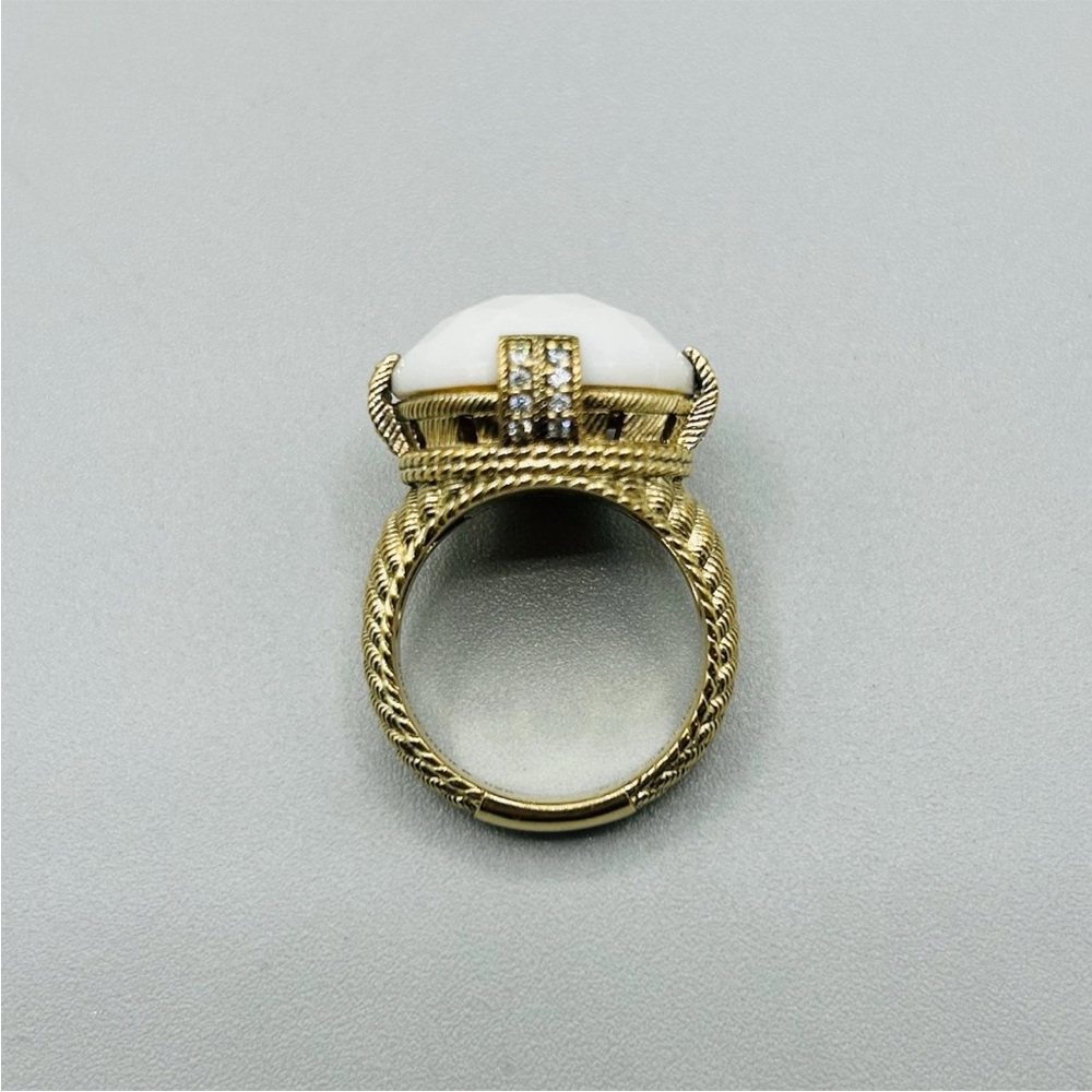 JUDITH RIPKA Sterling Silver 925 (Looks Gold) Faceted White Onyx RING Size 8.25